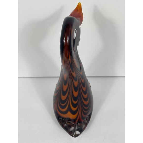 Art Glass “Duck” Sculpture Brown Amber Goose Bird Patterned Figurine Hand blown - Picture 6 of 6